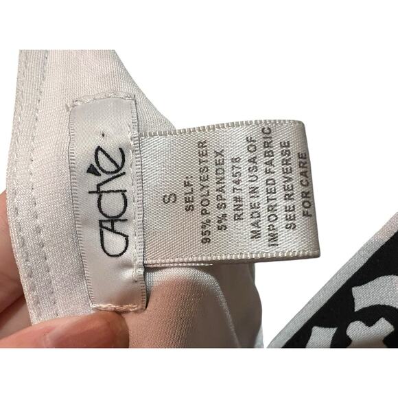 Cache Retro Y2K Black White Floral Greek Vibe Geometric Accent Tank Top Sz S - Picture 5 of 8